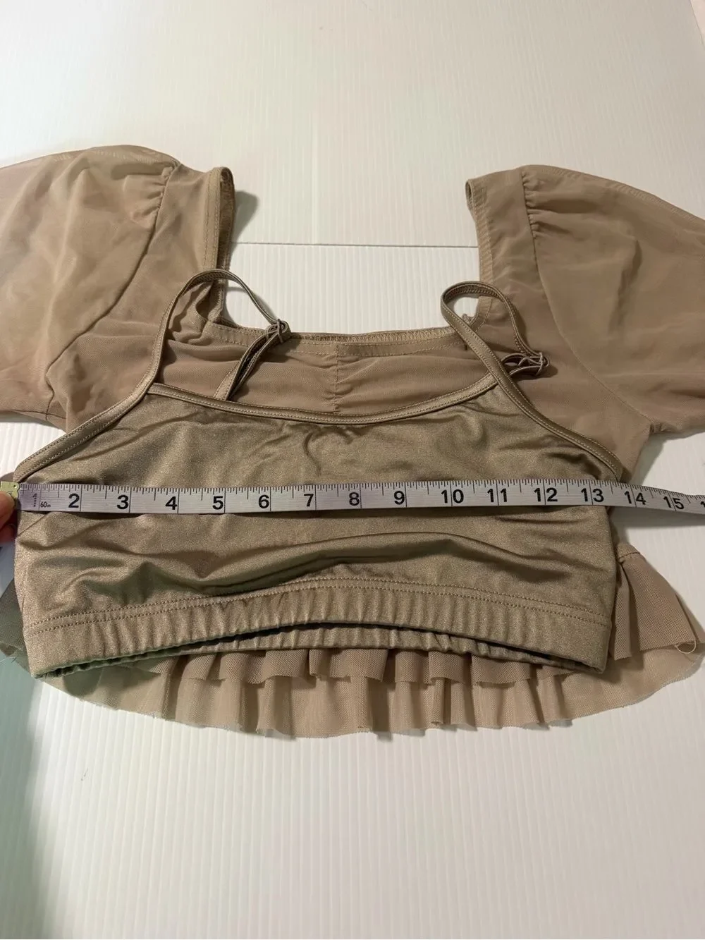 Weissman Balera dance costume tan nude illusion mesh 2 piece 17134 17176 MA adul